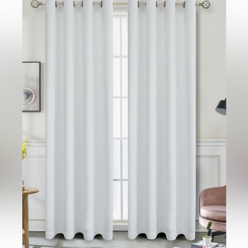 NWOT Elegant White Grommet Curtains - 4 Panels